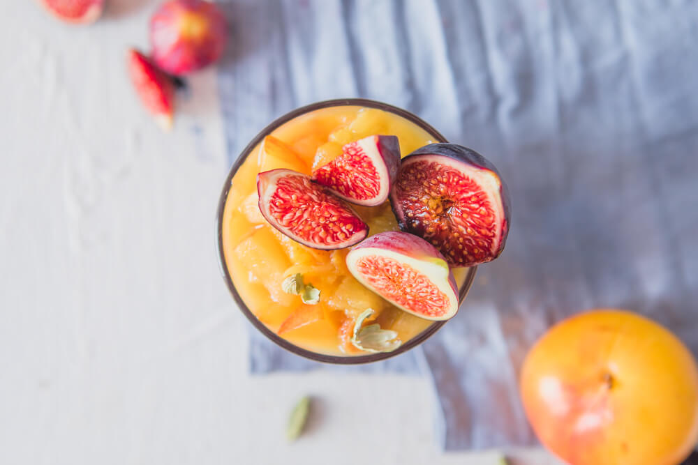 Plum and fig pie compote with chia pudding