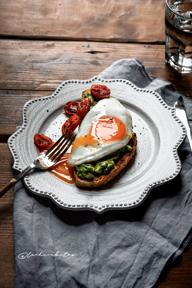 Food Photography Eggs with Avocado on Toast in London