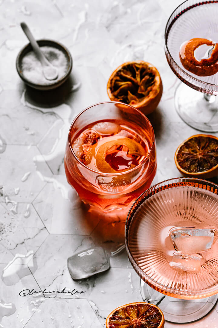 Cocktail styling with blood orange. Drink photography inspiration. @lachicabites food photographer